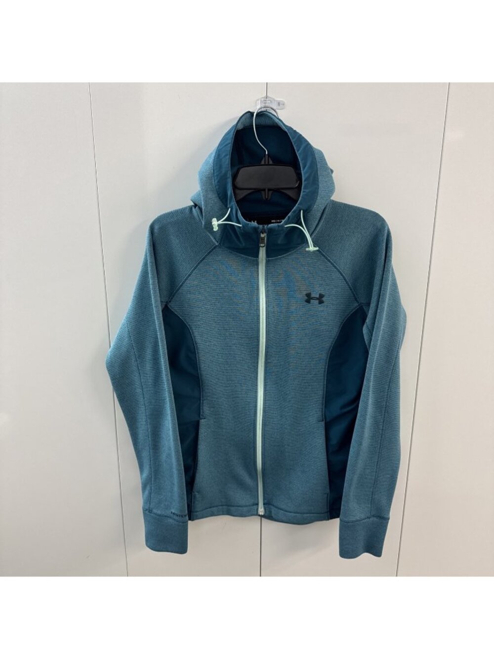 Under Armour Storm‎ ColdGear Hooded Sweatshirt Blue Green Womens M Full Zip Top